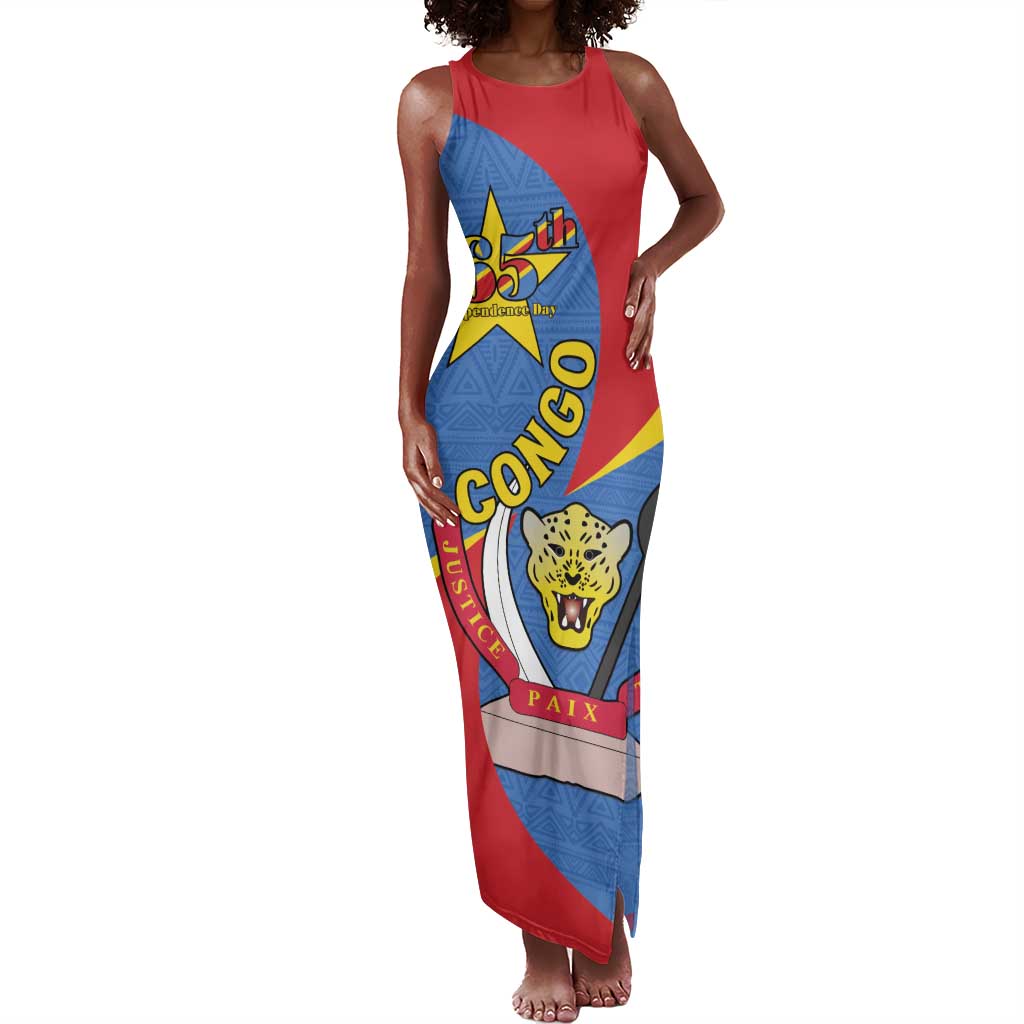 Congo-Kinshasa Independence Day Tank Maxi Dress Coat Of Arms - African Pattern