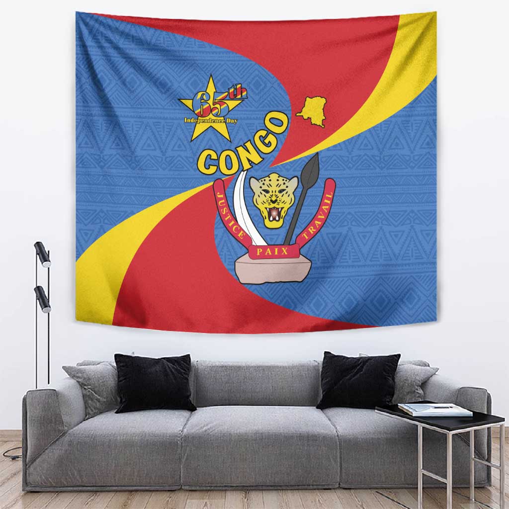 Congo-Kinshasa Independence Day Tapestry Coat Of Arms - African Pattern