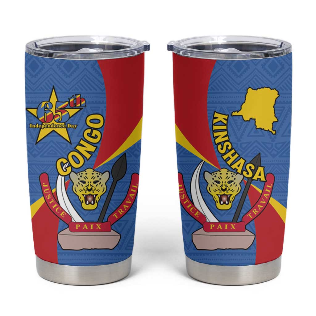 Congo-Kinshasa Independence Day Tumbler Cup Coat Of Arms - African Pattern