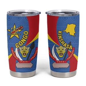 Congo-Kinshasa Independence Day Tumbler Cup Coat Of Arms - African Pattern