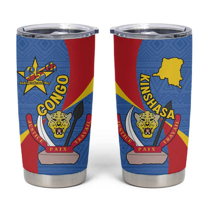 Congo-Kinshasa Independence Day Tumbler Cup Coat Of Arms - African Pattern