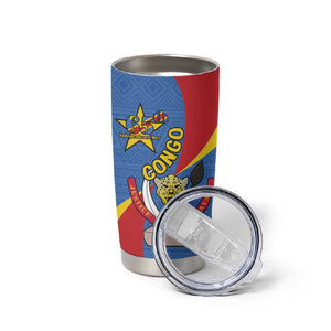 Congo-Kinshasa Independence Day Tumbler Cup Coat Of Arms - African Pattern