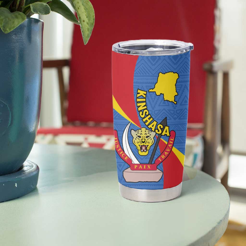 Congo-Kinshasa Independence Day Tumbler Cup Coat Of Arms - African Pattern