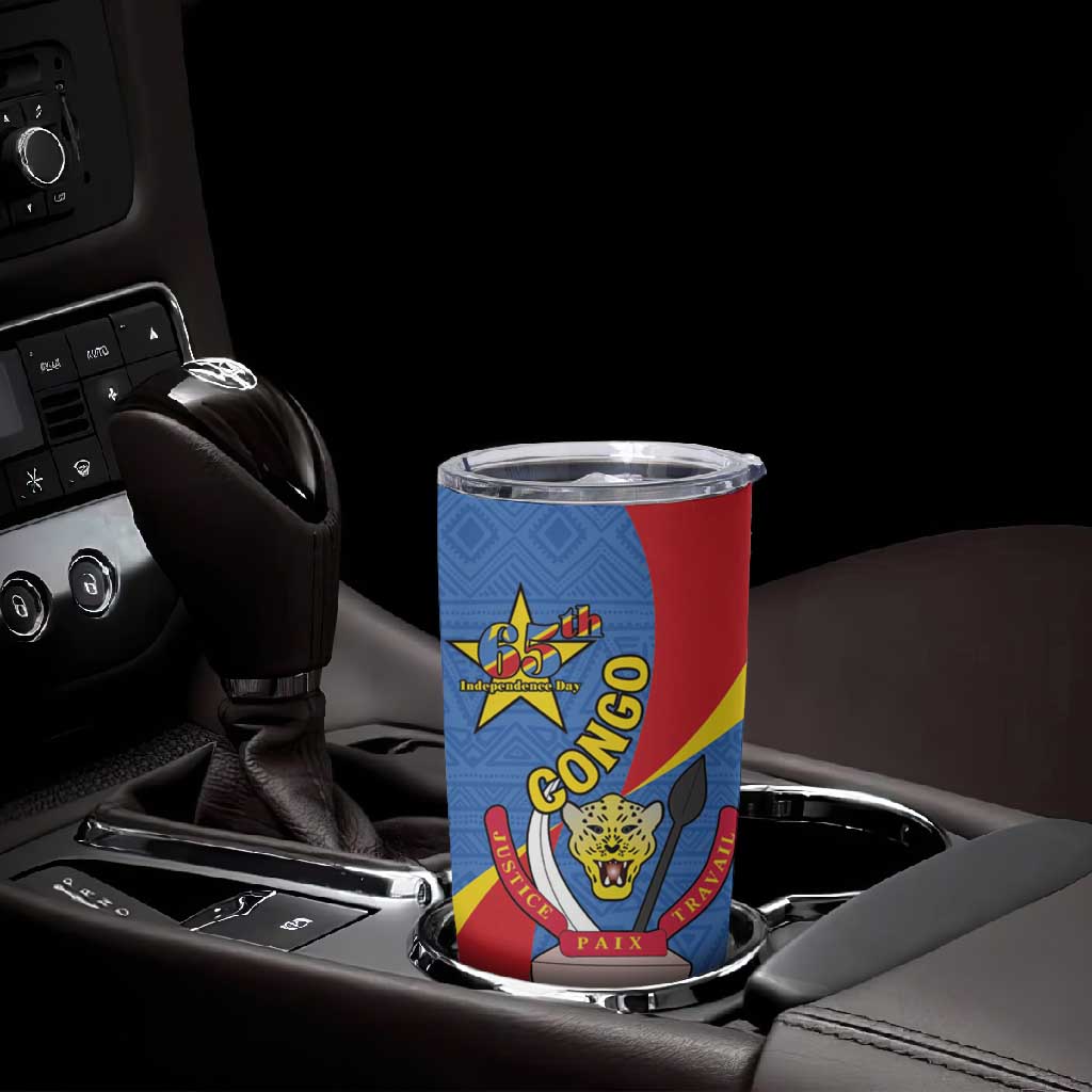 Congo-Kinshasa Independence Day Tumbler Cup Coat Of Arms - African Pattern