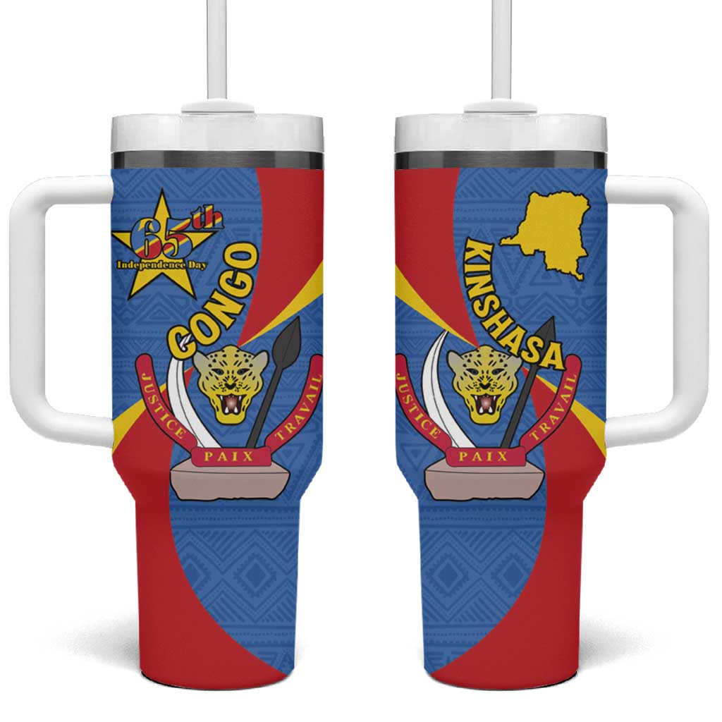 Congo-Kinshasa Independence Day Tumbler With Handle Coat Of Arms - African Pattern