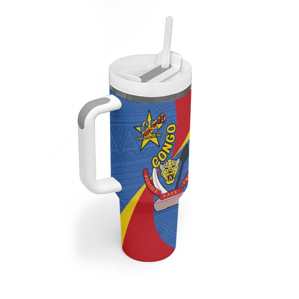 Congo-Kinshasa Independence Day Tumbler With Handle Coat Of Arms - African Pattern
