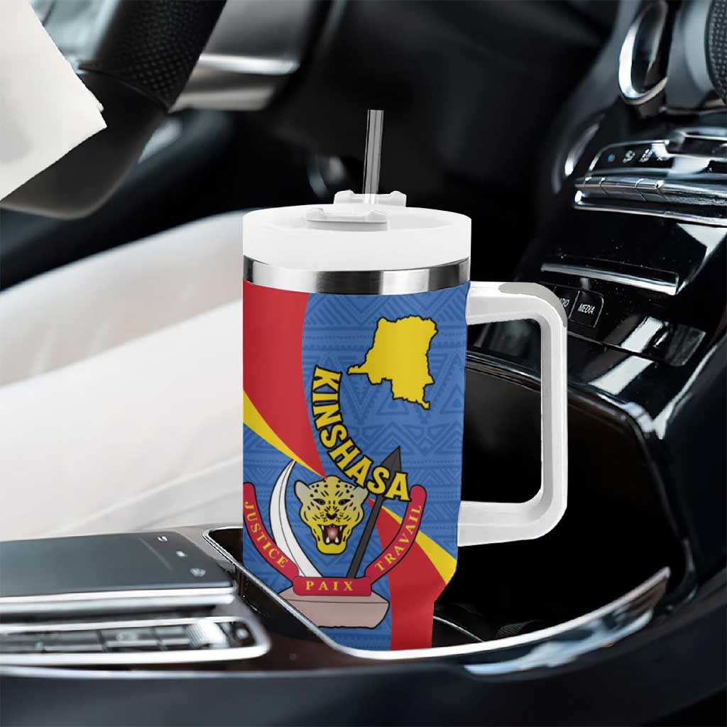 Congo-Kinshasa Independence Day Tumbler With Handle Coat Of Arms - African Pattern