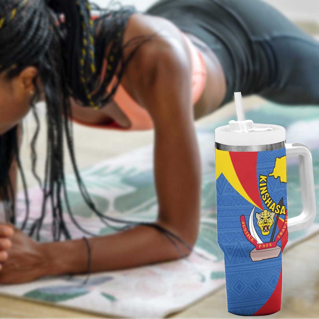 Congo-Kinshasa Independence Day Tumbler With Handle Coat Of Arms - African Pattern