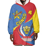 Congo-Kinshasa Independence Day Wearable Blanket Hoodie Coat Of Arms - African Pattern