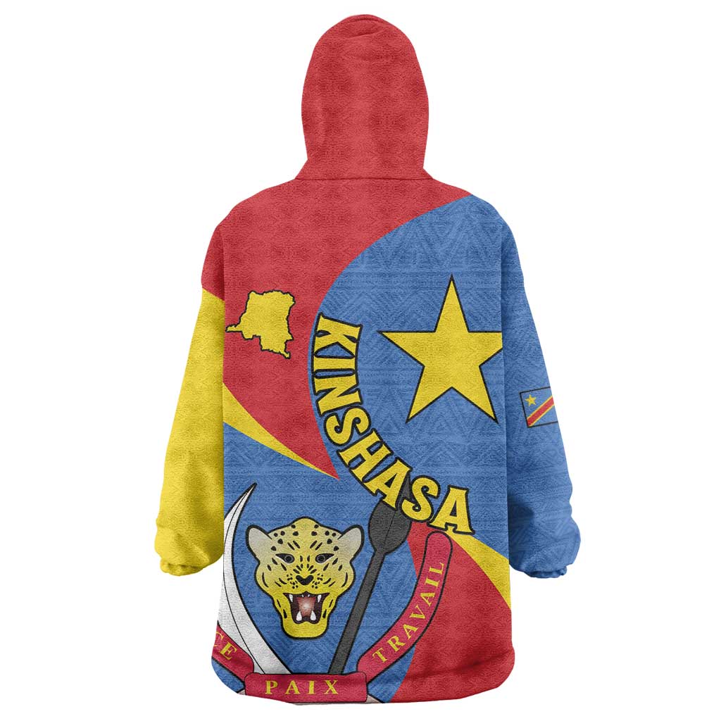 Congo-Kinshasa Independence Day Wearable Blanket Hoodie Coat Of Arms - African Pattern