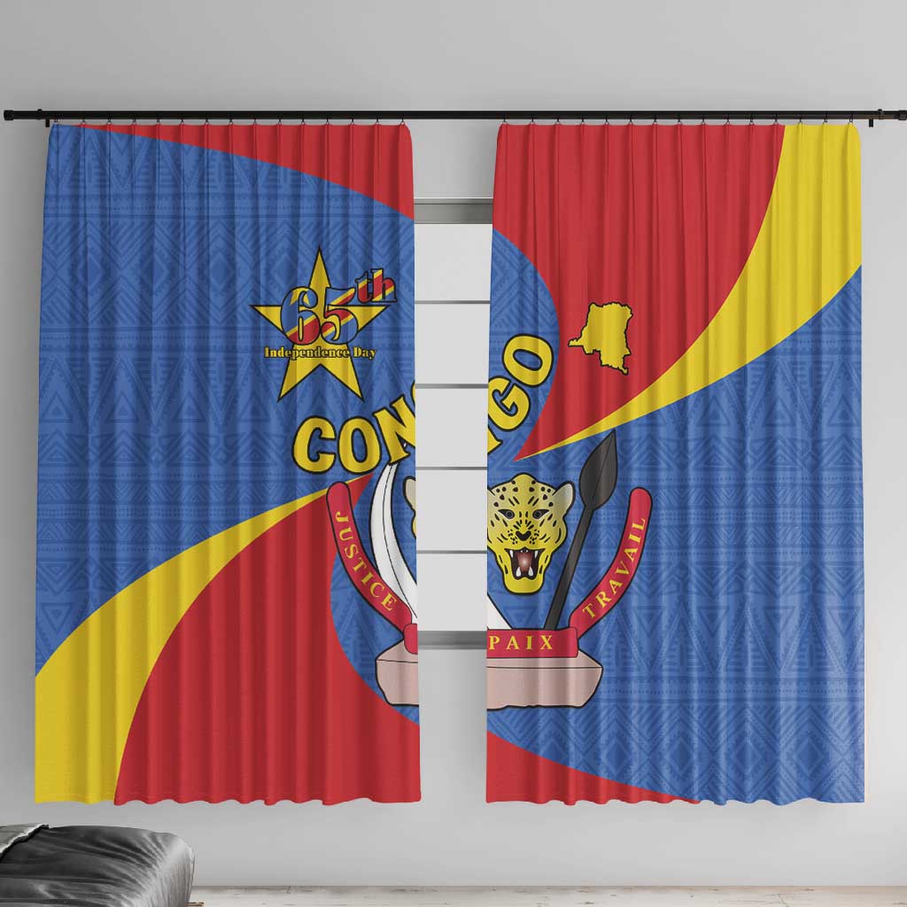 Congo-Kinshasa Independence Day Window Curtain Coat Of Arms - African Pattern