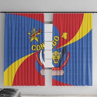 Congo-Kinshasa Independence Day Window Curtain Coat Of Arms - African Pattern