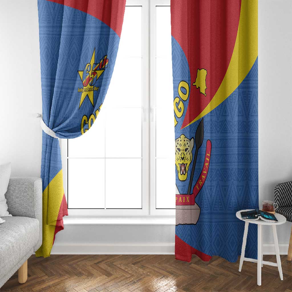 Congo-Kinshasa Independence Day Window Curtain Coat Of Arms - African Pattern