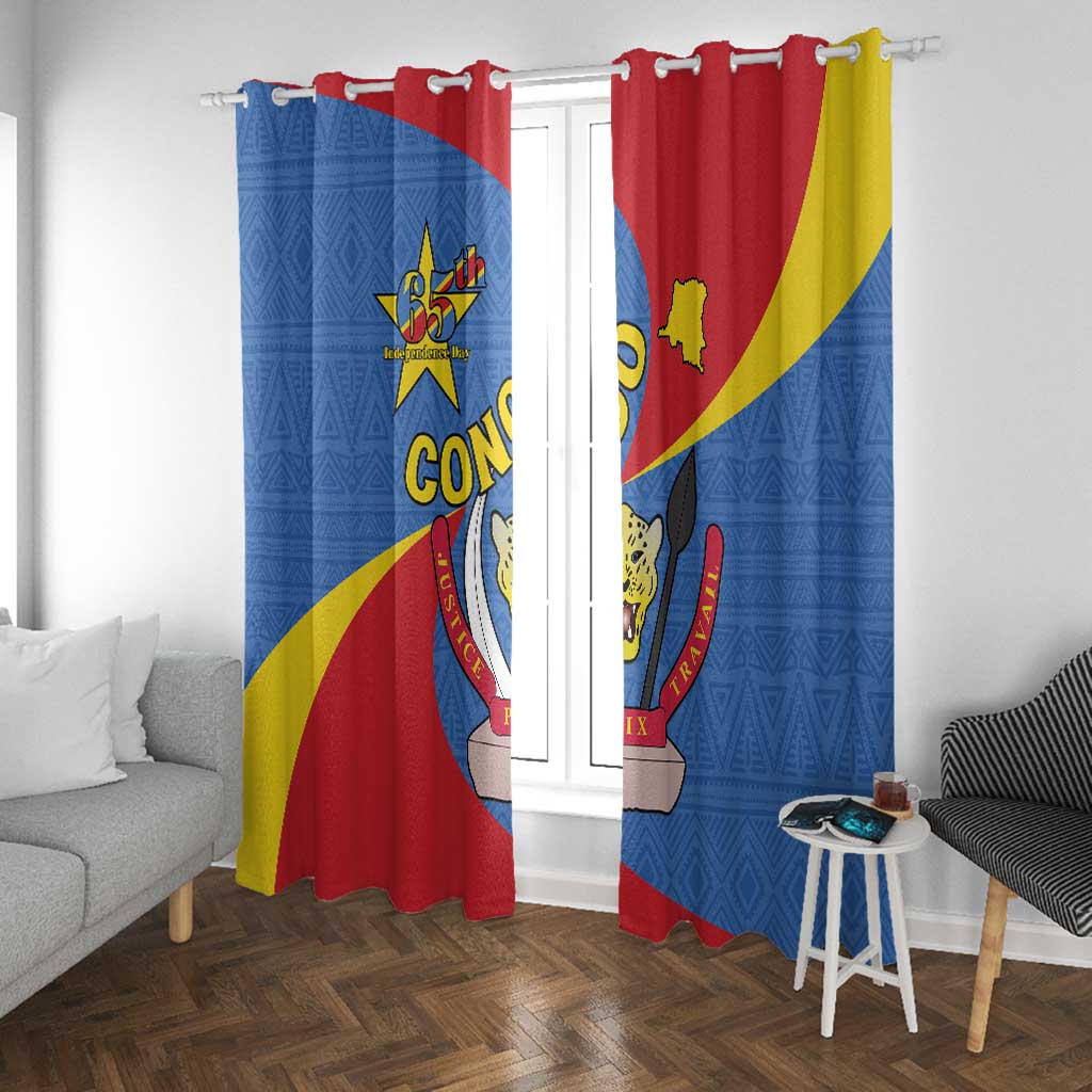 Congo-Kinshasa Independence Day Window Curtain Coat Of Arms - African Pattern