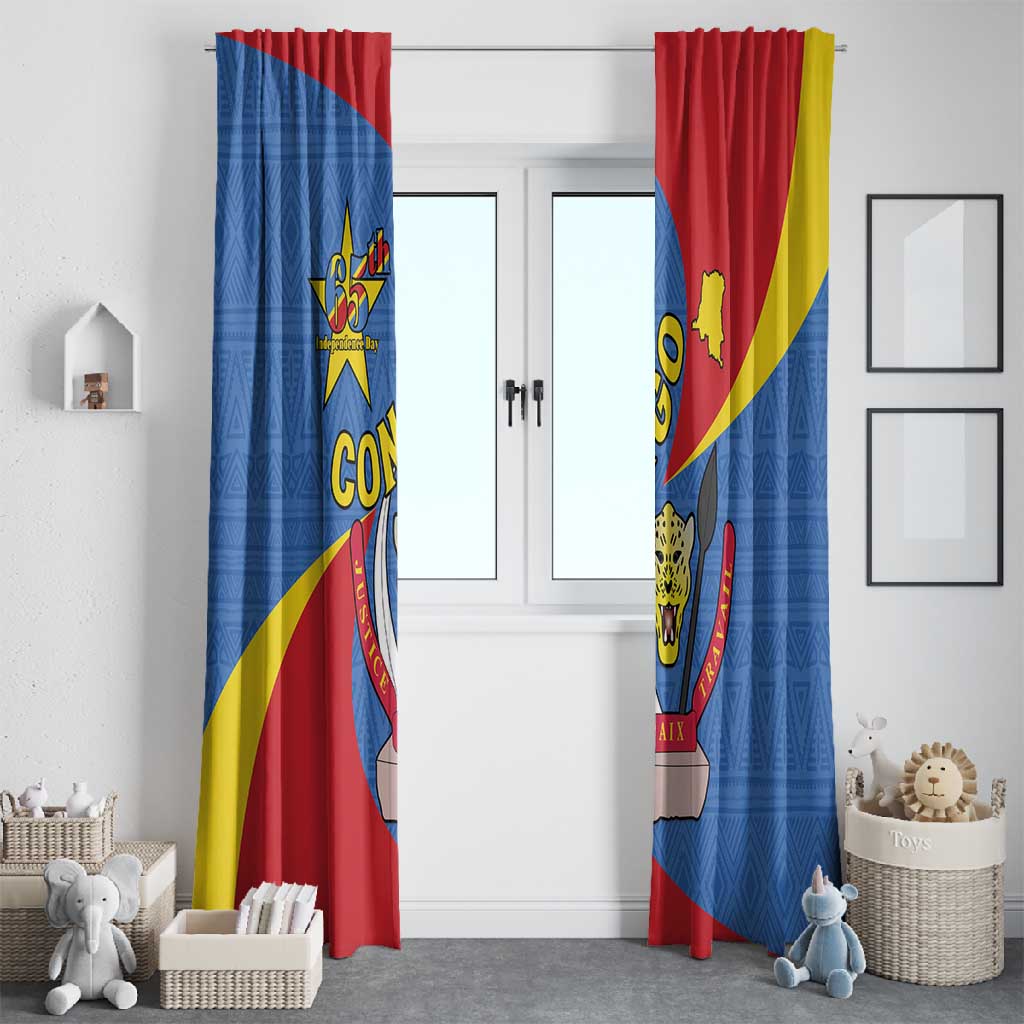 Congo-Kinshasa Independence Day Window Curtain Coat Of Arms - African Pattern