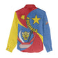 Congo-Kinshasa Independence Day Women Casual Shirt Coat Of Arms - African Pattern