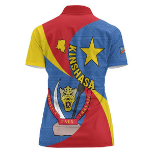 Congo-Kinshasa Independence Day Women Polo Shirt Coat Of Arms - African Pattern