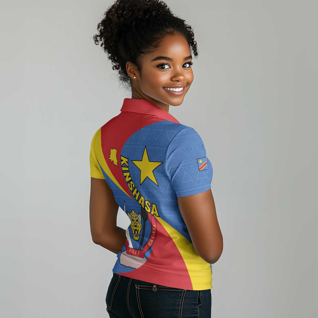 Congo-Kinshasa Independence Day Women Polo Shirt Coat Of Arms - African Pattern