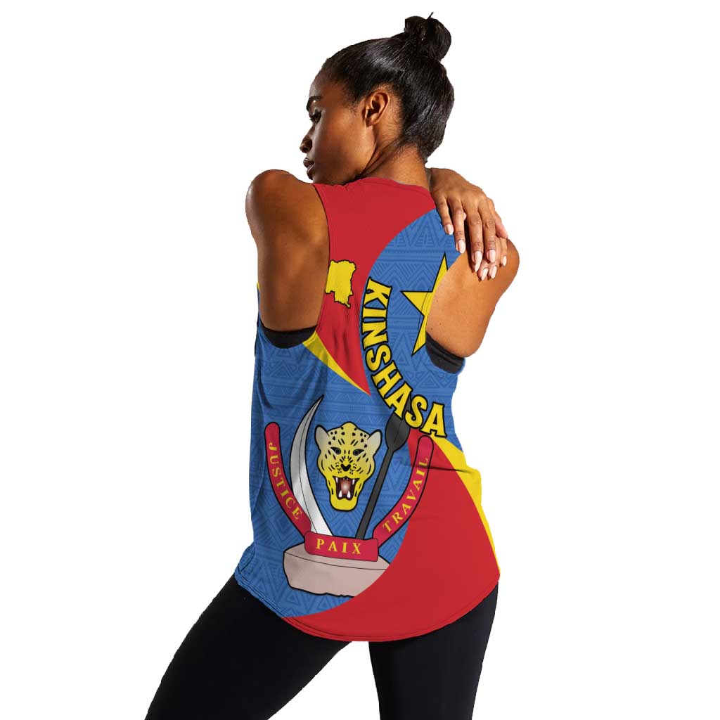 Congo-Kinshasa Independence Day Women Racerback Tank Coat Of Arms - African Pattern