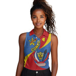 Congo-Kinshasa Independence Day Women Sleeveless Polo Shirt Coat Of Arms - African Pattern