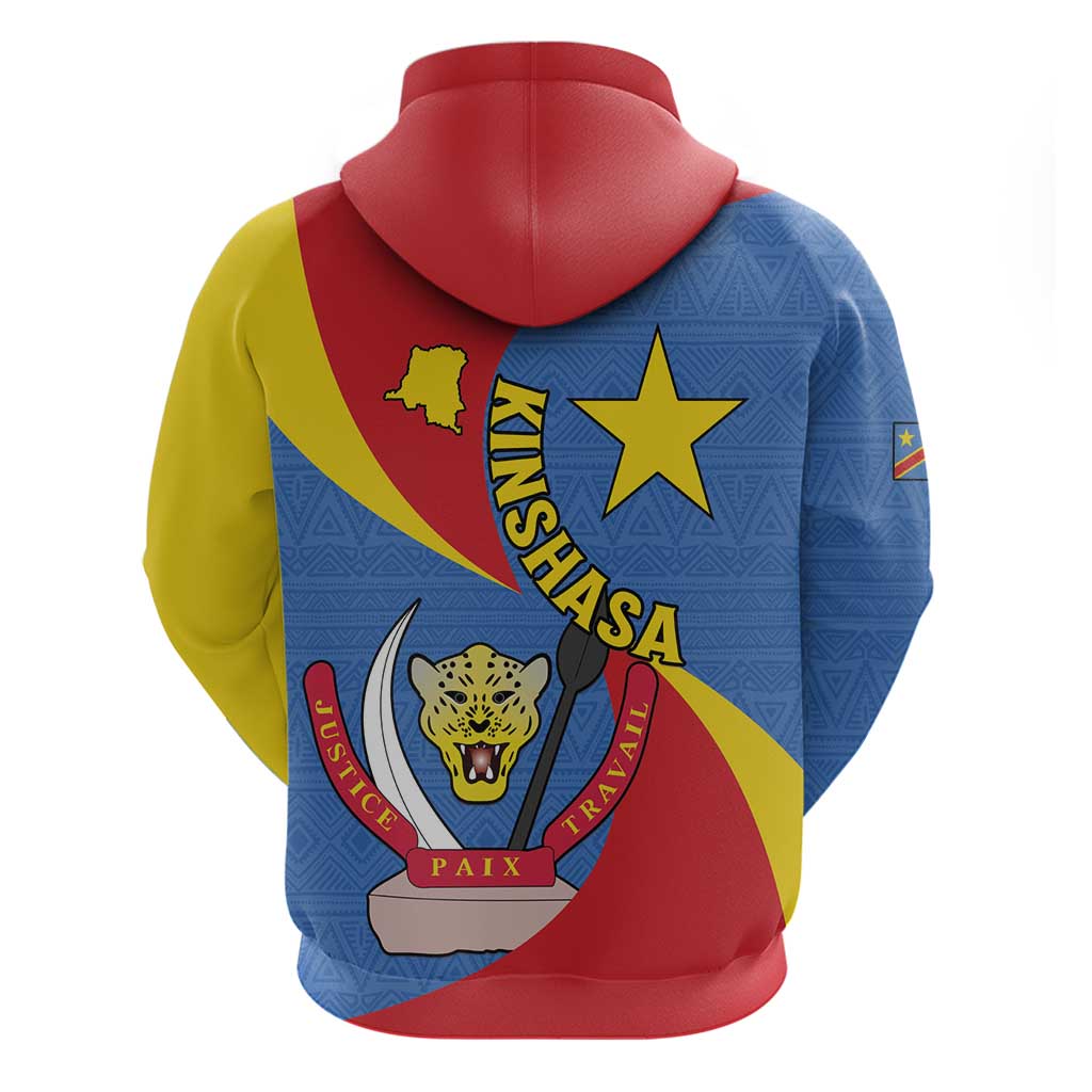 Congo-Kinshasa Independence Day Zip Hoodie Coat Of Arms - African Pattern