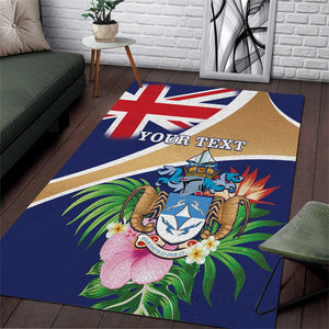 Personalized Tristan da Cunha Area Rug Coat Of Arms Tropical Flowers