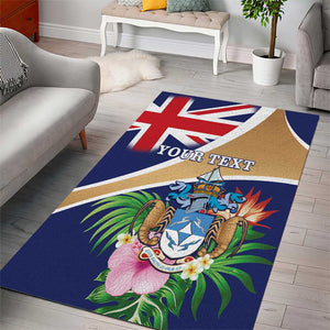 Personalized Tristan da Cunha Area Rug Coat Of Arms Tropical Flowers