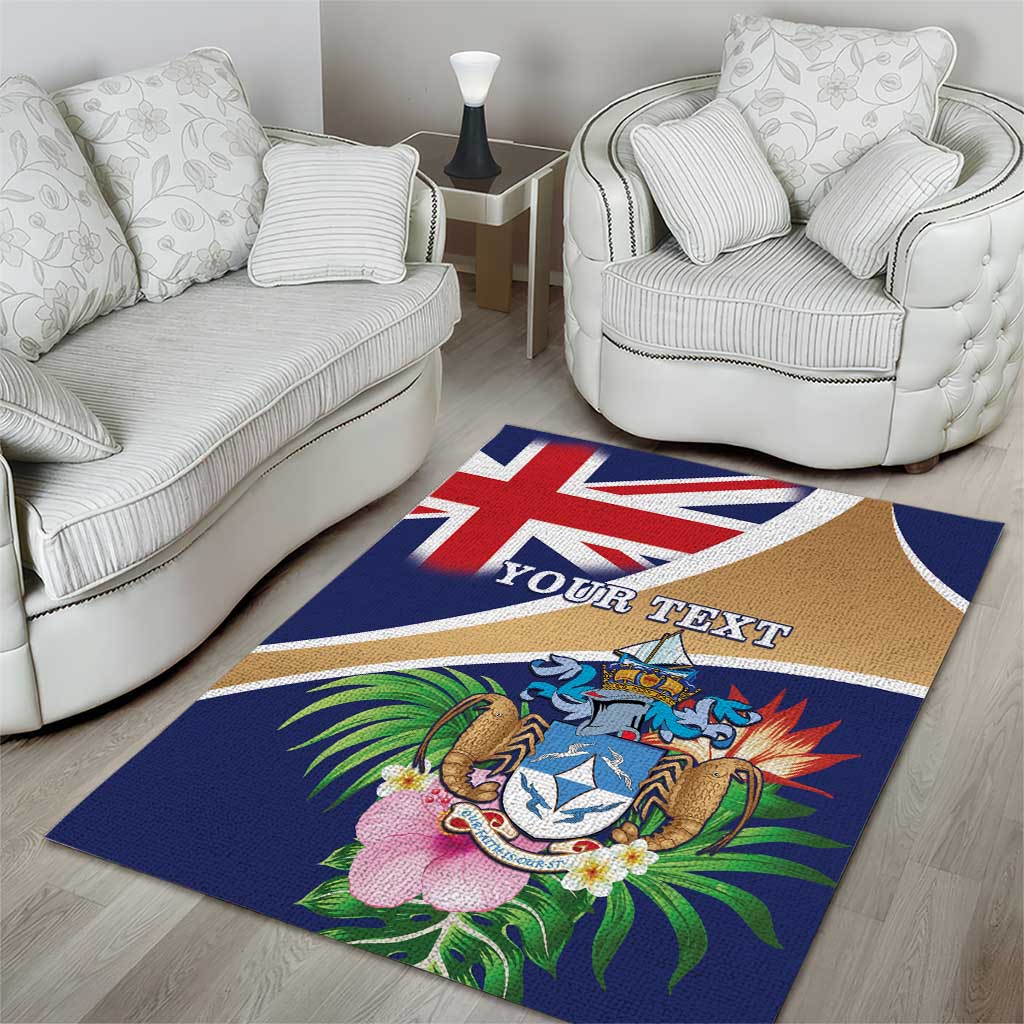 Personalized Tristan da Cunha Area Rug Coat Of Arms Tropical Flowers