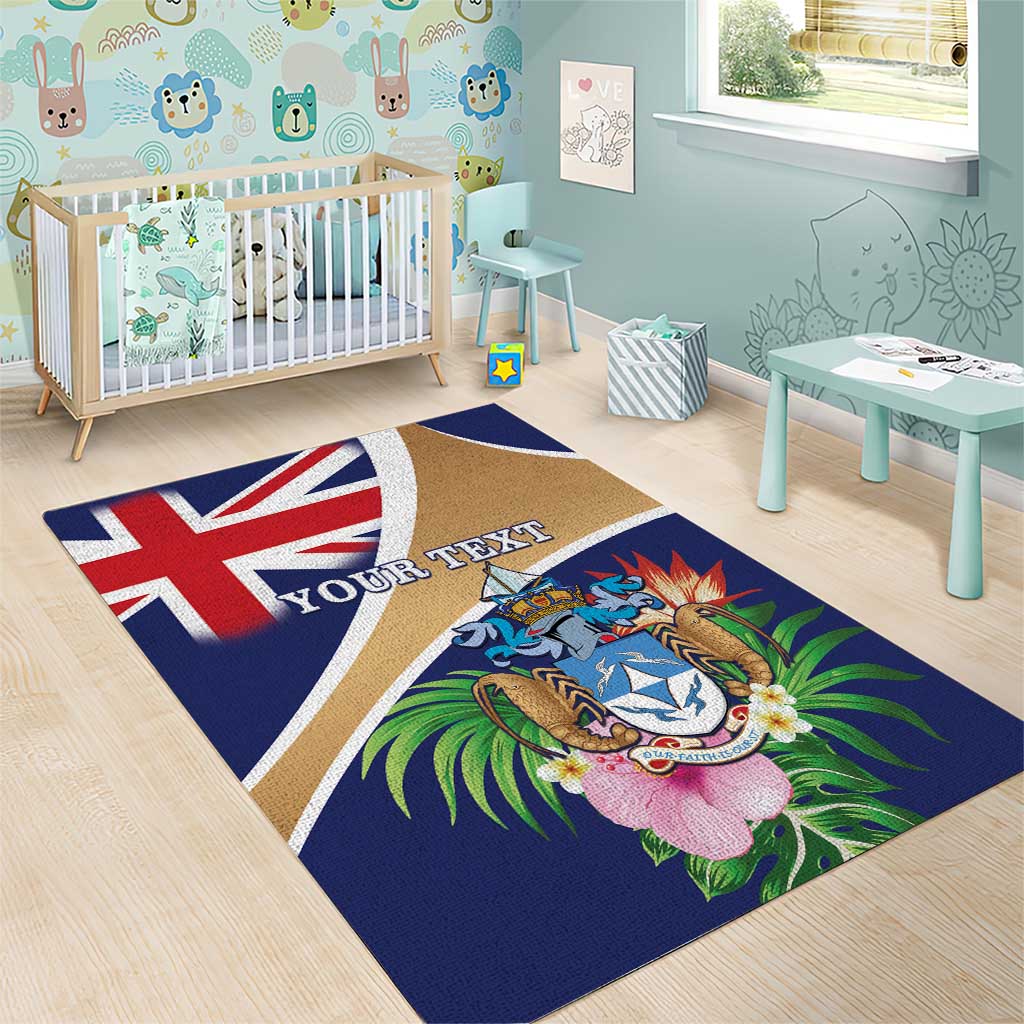Personalized Tristan da Cunha Area Rug Coat Of Arms Tropical Flowers
