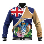 Personalized Tristan da Cunha Baseball Jacket Coat Of Arms Tropical Flowers