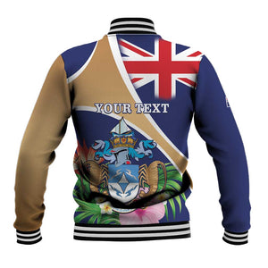 Personalized Tristan da Cunha Baseball Jacket Coat Of Arms Tropical Flowers