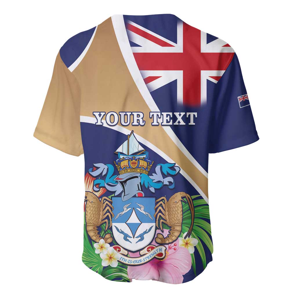 Personalized Tristan da Cunha Baseball Jersey Coat Of Arms Tropical Flowers