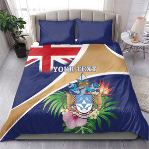 Personalized Tristan da Cunha Bedding Set Coat Of Arms Tropical Flowers