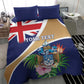 Personalized Tristan da Cunha Bedding Set Coat Of Arms Tropical Flowers
