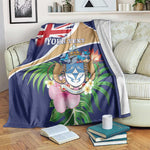 Personalized Tristan da Cunha Blanket Coat Of Arms Tropical Flowers