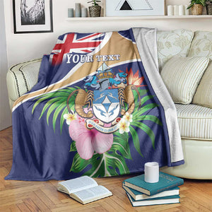Personalized Tristan da Cunha Blanket Coat Of Arms Tropical Flowers