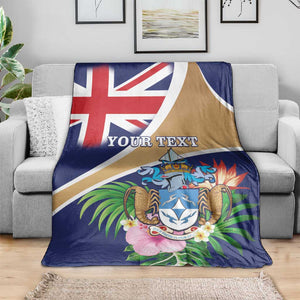 Personalized Tristan da Cunha Blanket Coat Of Arms Tropical Flowers