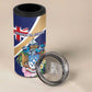 Personalized Tristan da Cunha 4 in 1 Can Cooler Tumbler Coat Of Arms Tropical Flowers