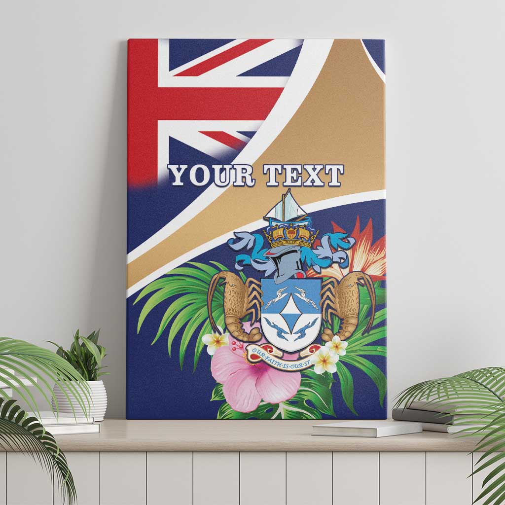 Personalized Tristan da Cunha Canvas Wall Art Coat Of Arms Tropical Flowers