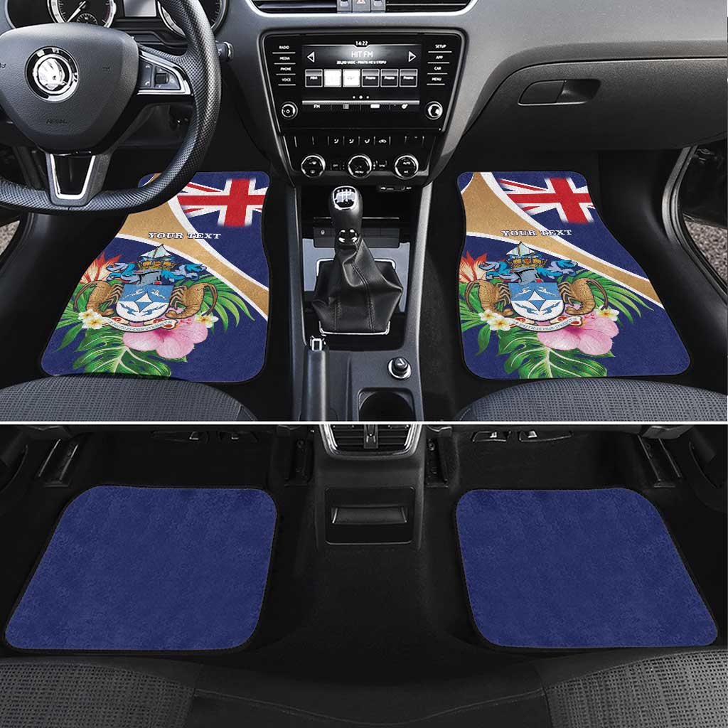 Personalized Tristan da Cunha Car Mats Coat Of Arms Tropical Flowers