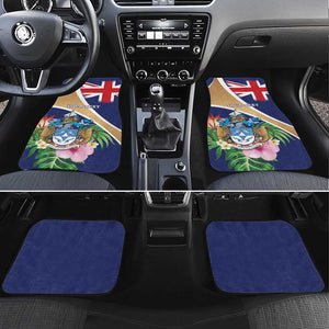 Personalized Tristan da Cunha Car Mats Coat Of Arms Tropical Flowers