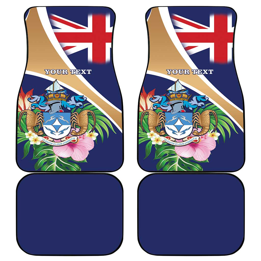 Personalized Tristan da Cunha Car Mats Coat Of Arms Tropical Flowers