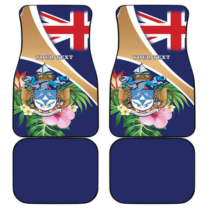 Personalized Tristan da Cunha Car Mats Coat Of Arms Tropical Flowers