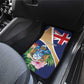 Personalized Tristan da Cunha Car Mats Coat Of Arms Tropical Flowers