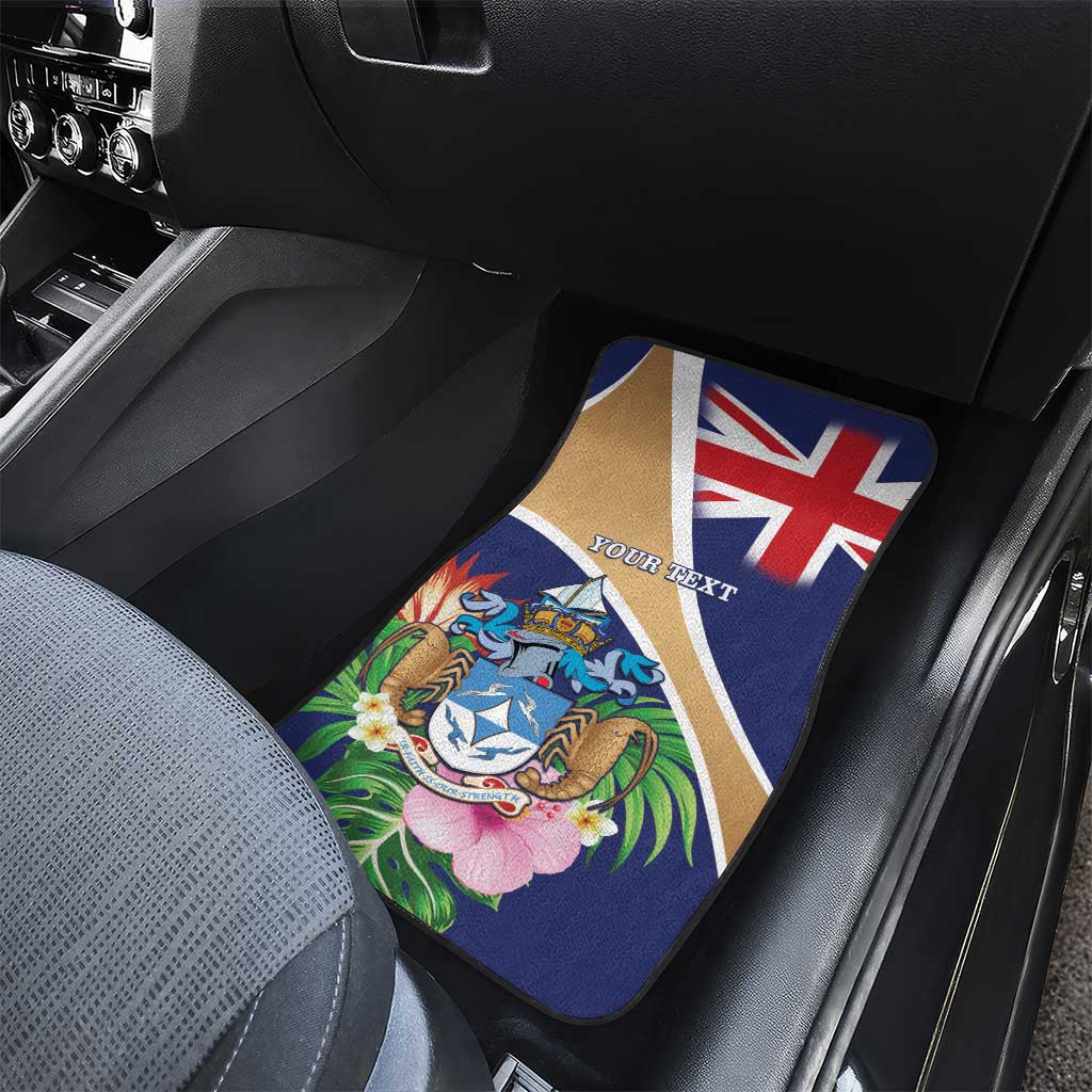 Personalized Tristan da Cunha Car Mats Coat Of Arms Tropical Flowers