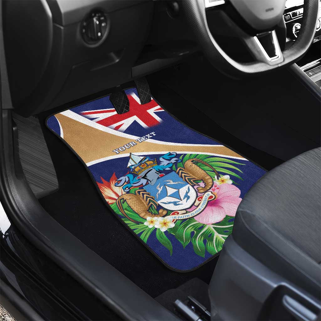 Personalized Tristan da Cunha Car Mats Coat Of Arms Tropical Flowers