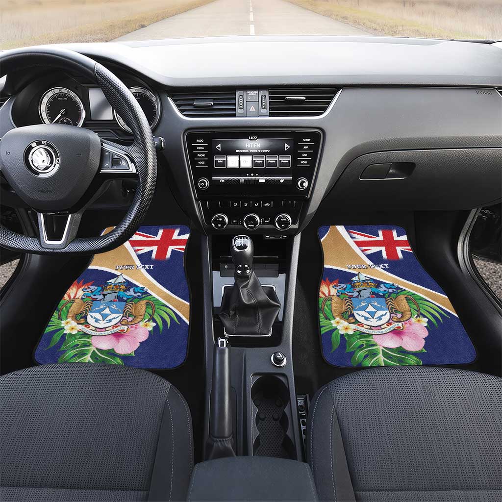 Personalized Tristan da Cunha Car Mats Coat Of Arms Tropical Flowers