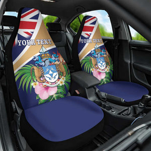 Personalized Tristan da Cunha Car Seat Cover Coat Of Arms Tropical Flowers