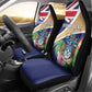 Personalized Tristan da Cunha Car Seat Cover Coat Of Arms Tropical Flowers