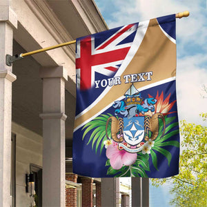 Personalized Tristan da Cunha Garden Flag Coat Of Arms Tropical Flowers